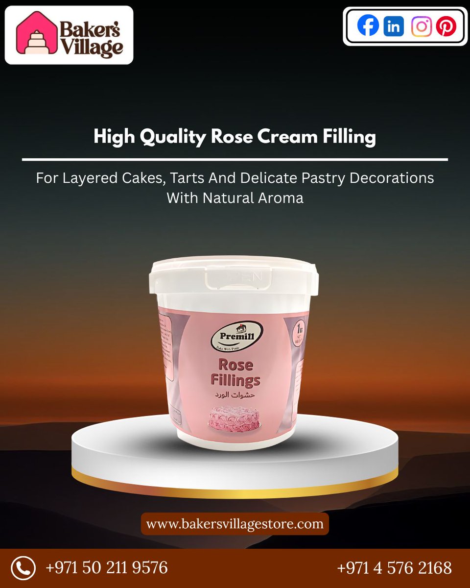 BakersVill45's tweet image. Add floral elegance to every bite!
Premill Rose Cream Filling offers smooth texture &amp;amp; natural rose aroma—perfect for cakes, tarts &amp;amp; pastries.
🌐 bakersvillagestore.com

#Premill #RoseCreamFilling #ProfessionalBaking #BakeryIngredients