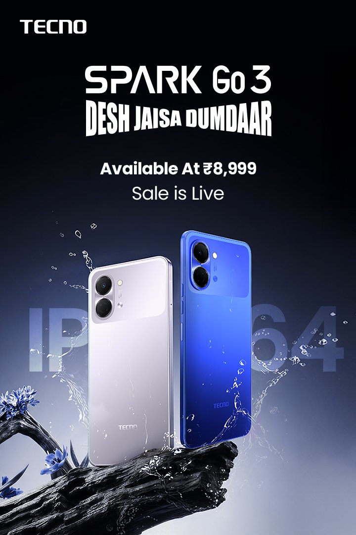 gogiinc's tweet photo. TECNO Spark Go 3 Desh jaisa dumdaar!
Starting at just ₹8,999
Big style, good performance, budget that makes sense.
👉Grab it now - https://t.co/5cwYgiQtXW
#TECNO #SparkGo3 #SaleIsLive #BudgetSmartphone https://t.co/VmrZAk2sBB