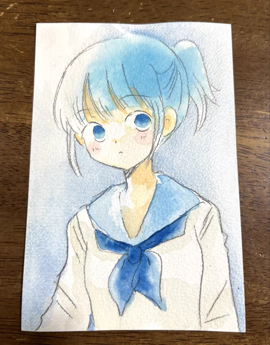 もう一枚は乾けば完成。にじみとぼかしを頑張りました。