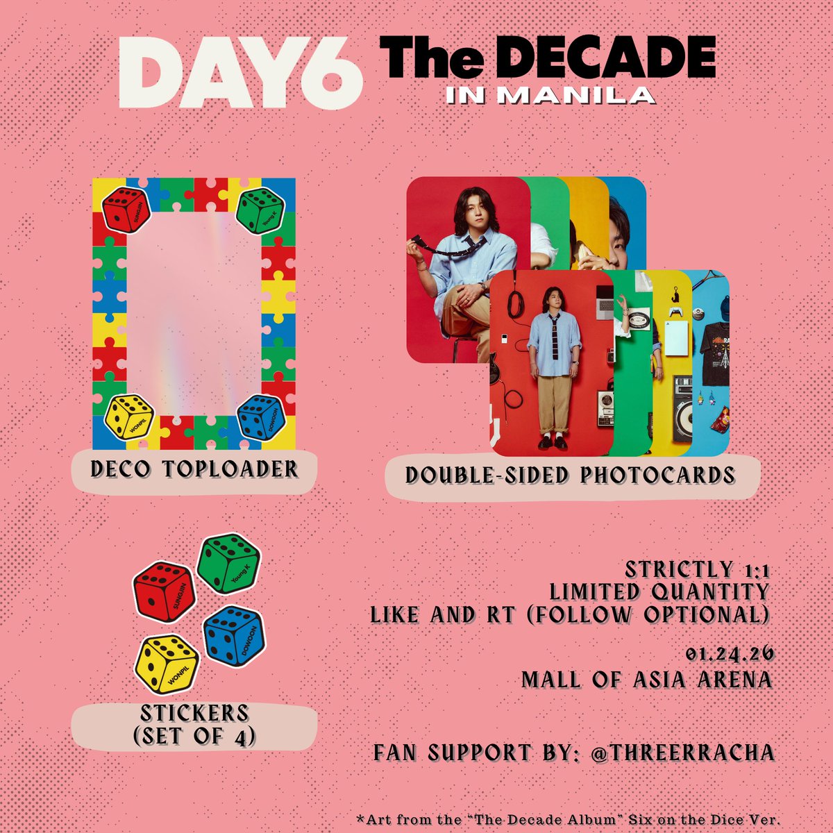 threerracha's tweet image. Day6 The Decade in Manila
fan support by @threerracha

☆ Deco Toploaders
☆ Fanmade Photocards
☆ Stickers

see you, mydays! 🍀

#TheDECADEinManila #DAY6_10th_Anniversary_Tour #DAY6inManila #DAY6 #데이식스 #The_DECADE