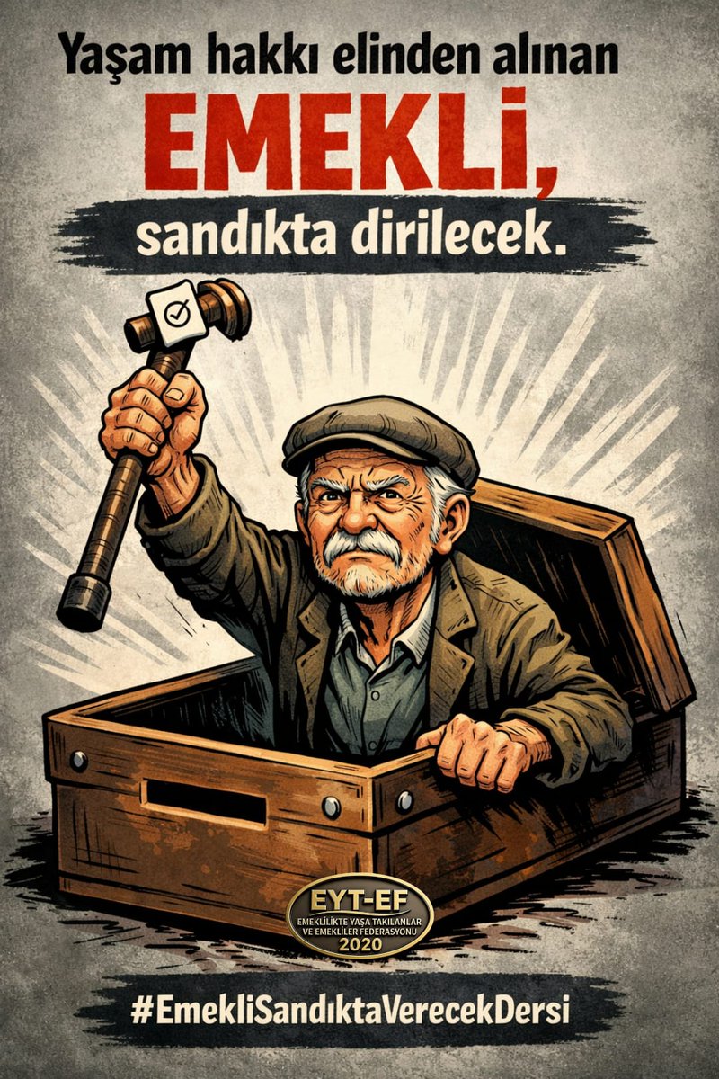 EYTLEVENTATACA1's tweet photo. Bir ömrü ülkemize adadık
Emek verip alın teri döktük
Ancak sefalete mahkum ettiler
 
Geçim dedik sadaka dayattılar

Biz #Emekli ler
Affetmeyiz Unutmayız!
O Sandık önümüze gelecek!

#EmekliSandıktaVerecekDersi
#5000KısmiSandıktaVerecekDersi
@RTErdogan @isikhanvedat 
Oulai Noa Lang https://t.co/b1bfzydK0j