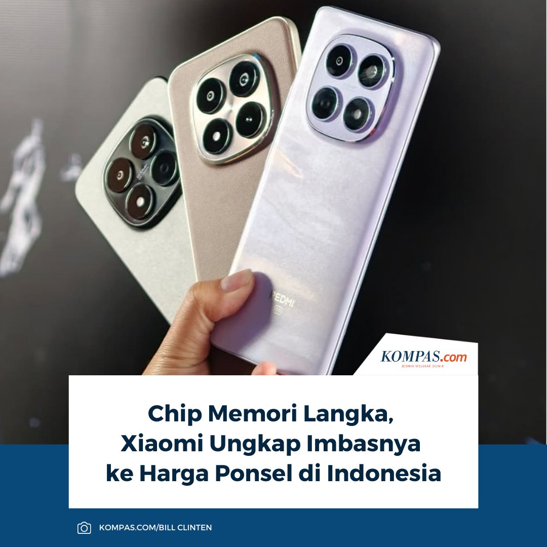 kompascom's tweet image. Xiaomi Indonesia menyebut kelangkaan memori (RAM/DRAM) global memberi tekanan biaya, termasuk di pasar Indonesia, tetapi tidak otomatis membuat seluruh harga ponsel naik.

👉🏻Baca selengkapnya tekno.kompas.com/read/2026/01/2…

~AM #Xiaomi #Chip #RAM #Smartphone