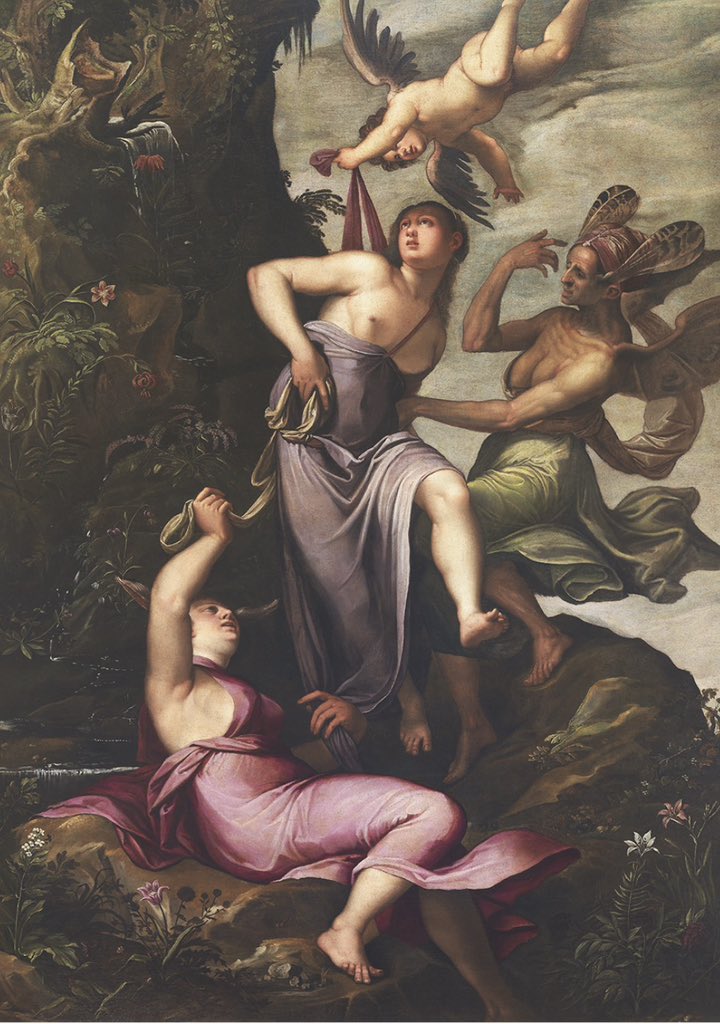 La #Virtù è seminuda e vuole prendere il volo mentre l’Ignoranza con le orecchie d’asino, la trattiene per la veste; il Pregiudizio con ali membranose  e code di gufo alle tempie, cerca di convincerla delle sue infide ragioni.

Jacopo Ligozzi ##Allegoria della Virtù, #uffizi