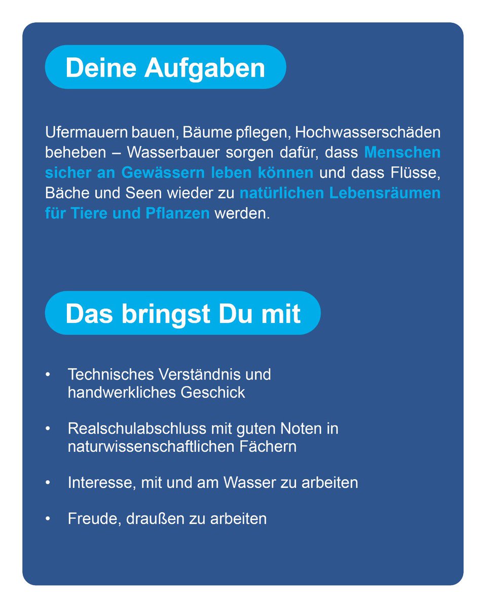 TSB_LSA's tweet photo. Wir bilden aus! 💧

Starte deine Ausbildung als Wasserbauer/in (m/w/d) beim Talsperrenbetrieb Sachsen-Anhalt.

✔️ Tarifvergütung
✔️ 30 Tage Urlaub
✔️ Bootsführerschein inklusive
✔️ Abwechslungsreiche Aufgaben in Technik &amp; Natur

Infos &amp; Bewerbung: https://t.co/zrNziXgEuK https://t.co/z61v9OxgYK