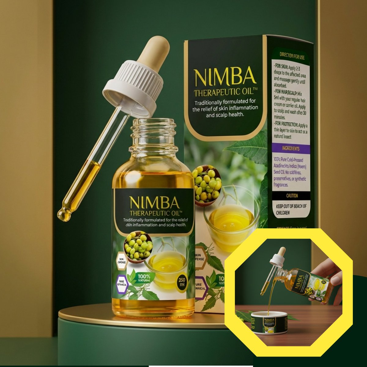 Md_Jangebe's tweet photo. A product label and package design for NIMBA THERAPEUTIC OIL https://t.co/F3UtXs2YrD