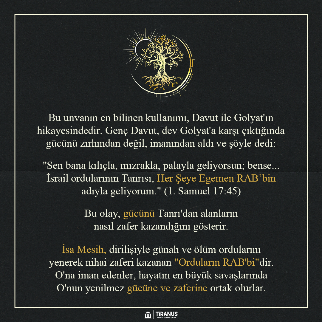 YAHVE (RAB) Sabaot ♾️🕊️

Tanrı'nın "Sabaot" olması, O'nun kaynaklarının sınırsız olduğu anlamına gelir. Bizim bittiğimiz yerde O başlar. İnsan mantığının "imkansız" dediği noktada, göklerin ordularını yöneten Rab için her şey mümkündür.