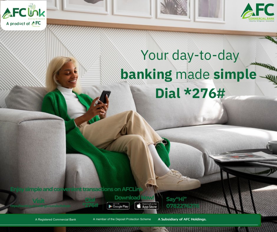 Your day-to-day banking, right at your fingertips.

Check balances, move money and manage transactions, anytime and anywhere with AFClink.

Simply dial *276# to get started!