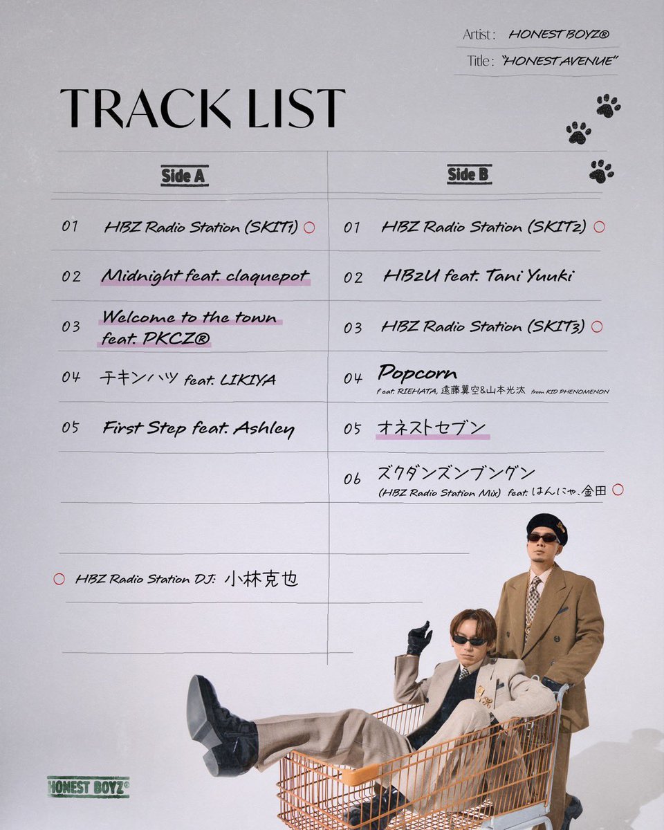 HB2U feat. Tani Yuuki」も収録されているHONEST BOYZ®︎ のアルバム