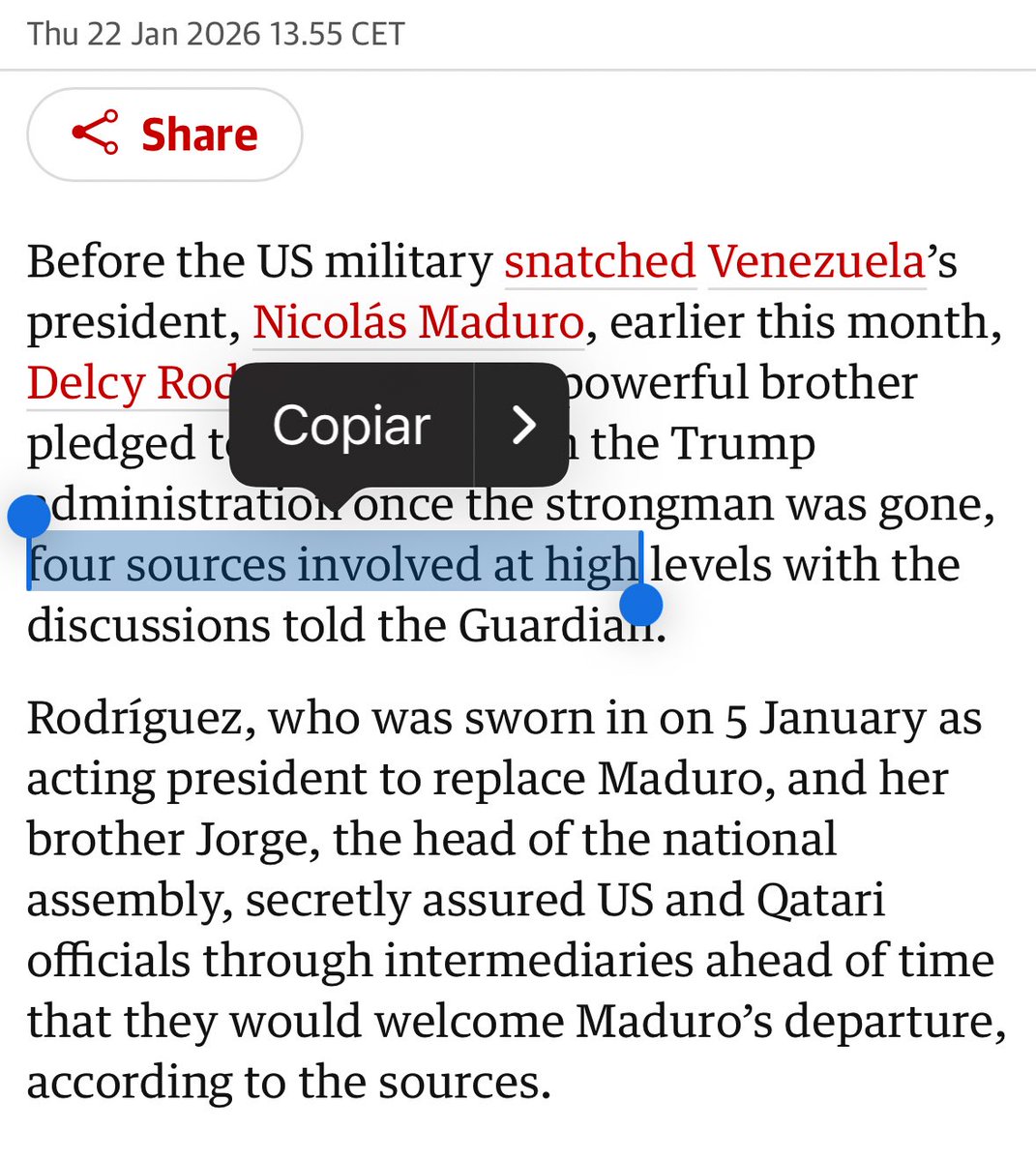irezugasti's tweet image. 🇻🇪Sobre Delcy Rodríguez y la teoría de @guardian que algunos difunden masivamente.
Va un breve apunte:

1️⃣ Las fuentes que cita son “cuatro implicados” de alto nivel. ok, pero ¿qué cuentan? Nada nuevo. Es un refrito del Miami Herald y una cronología pública y conocida 👇🏾