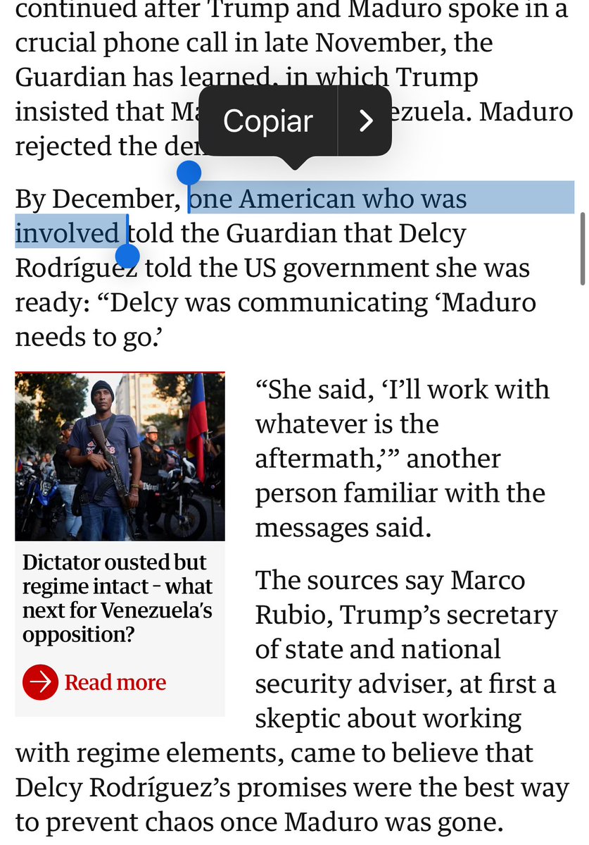 irezugasti's tweet image. 🇻🇪Sobre Delcy Rodríguez y la teoría de @guardian que algunos difunden masivamente.
Va un breve apunte:

1️⃣ Las fuentes que cita son “cuatro implicados” de alto nivel. ok, pero ¿qué cuentan? Nada nuevo. Es un refrito del Miami Herald y una cronología pública y conocida 👇🏾