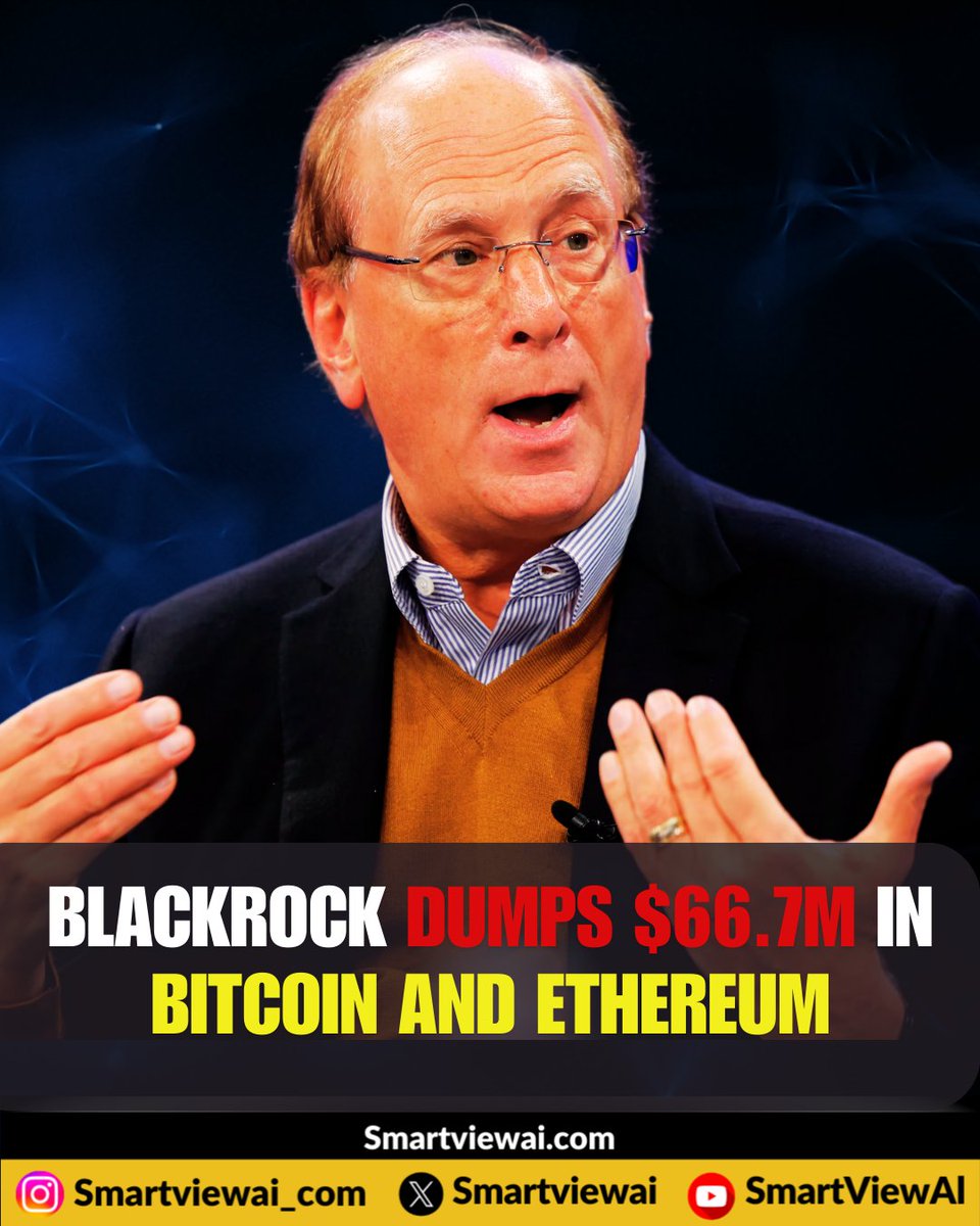 💥 BREAKING NEWS : BlackRock just sold $22.3M in $Bitcoin and $44.4M in $Ethereum  Crypto markets watching closely.