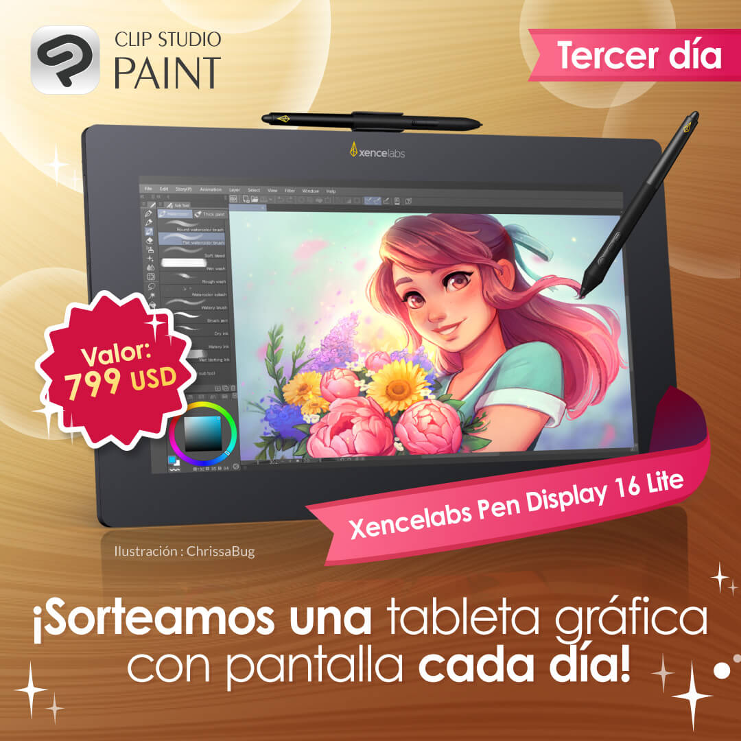 ¡Gana un Xencelabs Pen Display 16 Lite en nuestro sorteo diario!
Premio proporcionado por <a href="/Xencelabs/">Xencelabs</a>.
¡Día 3 del sorteo! Hoy sorteamos uno.

¡Solo síguenos, etiqueta a alguien a quien le interese el sorteo y repostea!

Solo hasta el 27/1 a las 8:00 GMT.
clipstudio.net/es/news/202601…