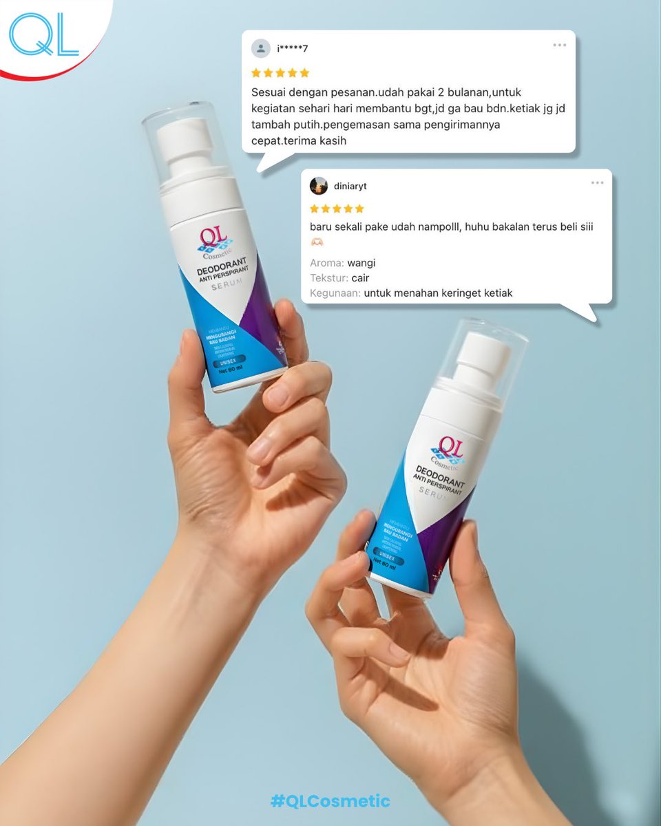 Apa kata mereka tentang QL Deodorant Antiperspirant Serum?
Swipe 👉 untuk baca langsung review dari pengguna!

QL Deodorant Antiperspirant Serum favorit banyak orang!
Yuk, saatnya Kamu coba juga!

#QLCosmetic #PerawatanKetiak #AntiBauBadan  #QLDeodorantAntiprespirantSerum