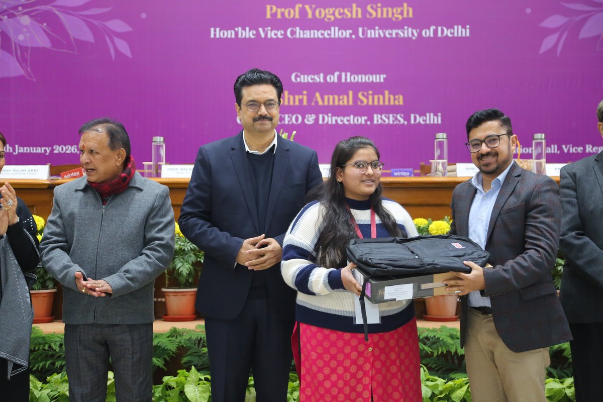 Foundation_DU's tweet photo. Samarpan Samaroh 2026 | Powering Possibilities
The University of Delhi Foundation successfully hosted Samarpan Samaroh 2026 on 15 January 2026 which  marked the launch of Phase 2 of Project Sashakt Beti, supported by @bsesdelhi  (BRPL &amp; BYPL) https://t.co/wwHVq9gFIB