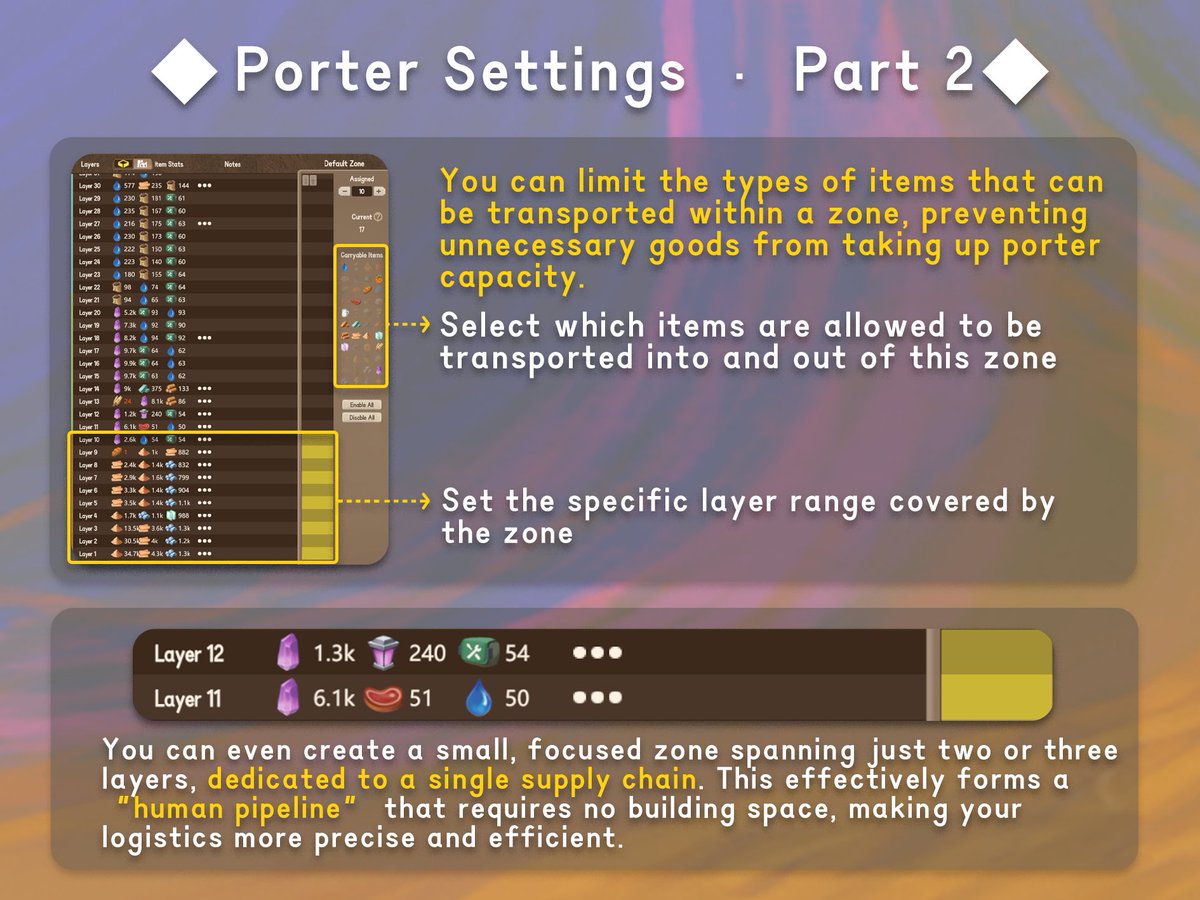 STARIO_HavenTow's tweet photo. One of the most effortless and reliable forms of "logistics" is the porter system!
In recent updates, we also introduced Porter Settings, giving Builders more flexibility &amp; control over the logistics.

Today’s #GameTips are all about Porter Settings Panel.
Check tips below! 👇 https://t.co/2pu3R6Ttnw