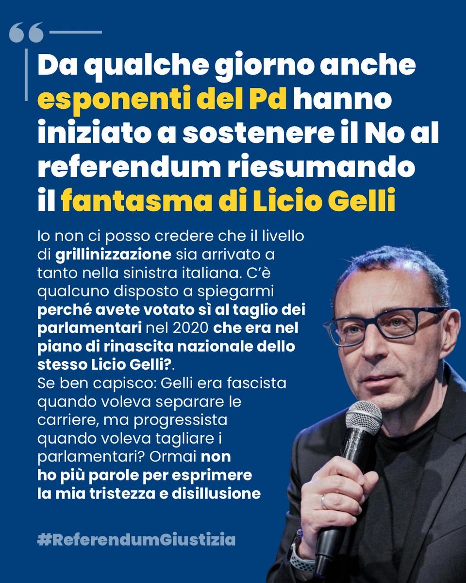 Da qualche giorno anche esponenti del <a href="/pdnetwork/">Partito Democratico 🇮🇹 🇪🇺</a> hanno iniziato a sostenere il No al referendum riesumando il fantasma di Licio Gelli. Io non ci posso credere che il livello di grillinizzazione sia arrivato a tanto nella sinistra italiana. 
C’è qualcuno disposto a spiegarmi