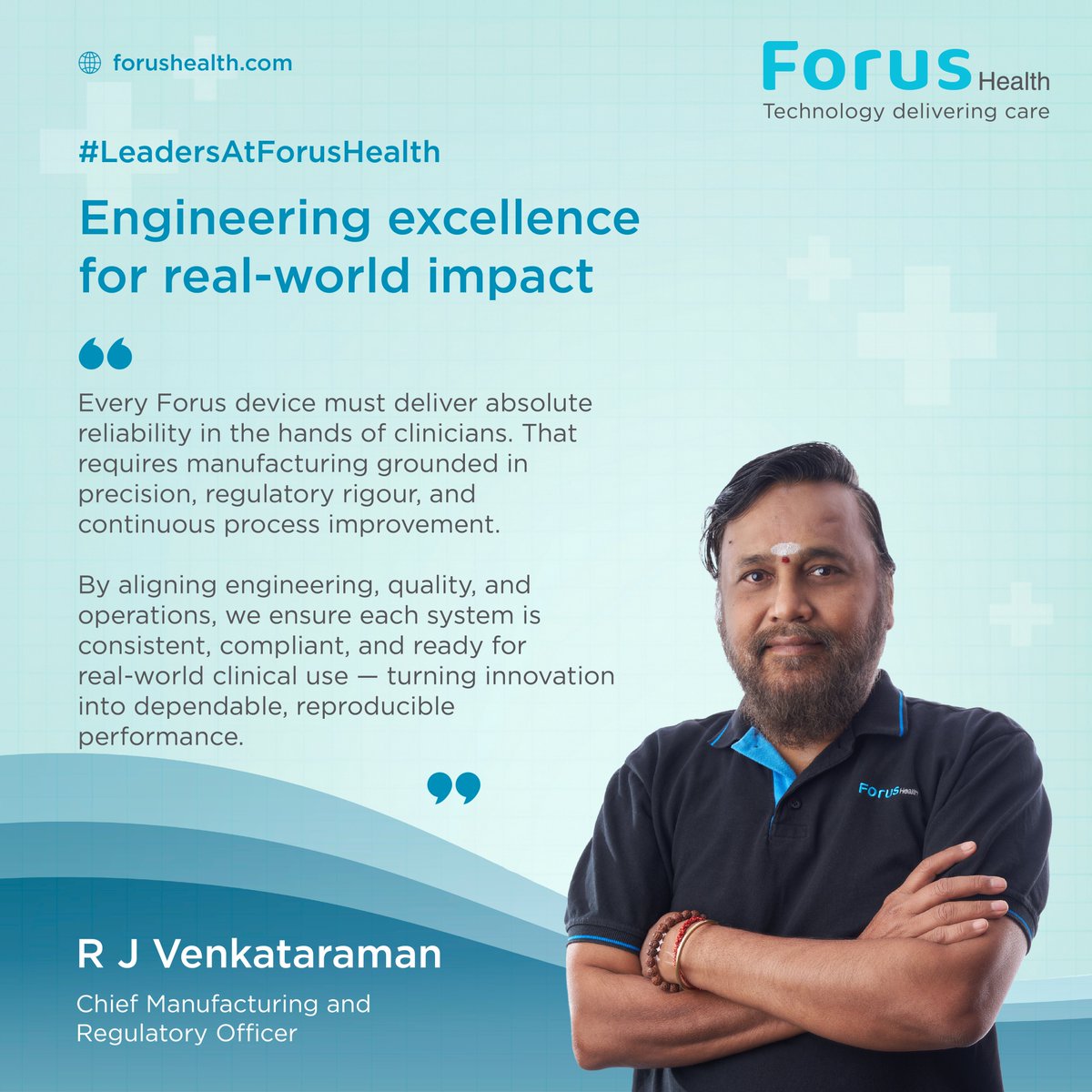 forus_health's tweet photo. In this #LeadersAtForusHealth feature, our Chief Manufacturing and Regulatory Officer, R J Venkataraman, shares how manufacturing and regulatory decisions are translated into devices used in routine clinical practice across diverse care settings.

#MedTech #RegulatoryCompliance https://t.co/Z133SzMFc7