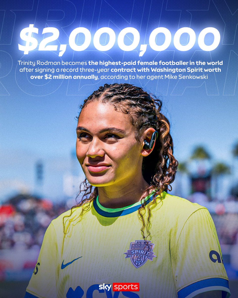FAWSL方面からも熱視線が送られていたワシントン·スピリット所属のアメリカ代表FWトリニティ·ロッドマンですが、年俸200万ドル以上の契約で契約更新し、世界で1番の高給な女子サッカー選手になりました。  日本円にして3億2000万円ぐらいなので女子サッカーも相当夢がある ...