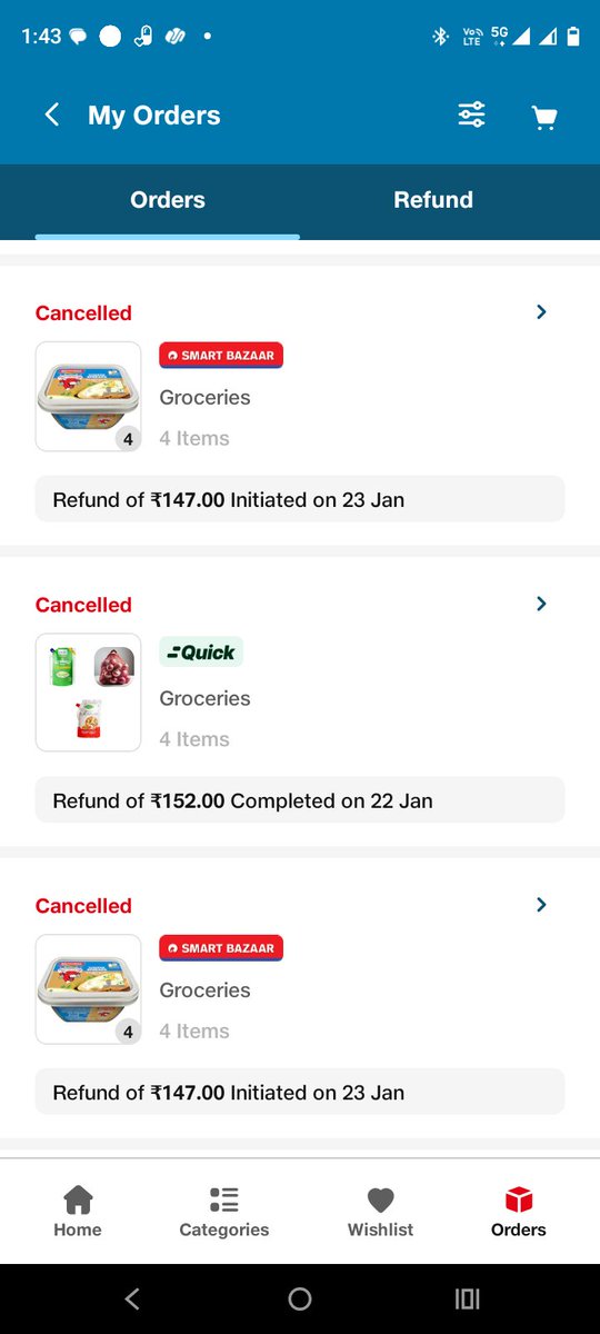 divgr8guy's tweet image. Last 6 orders only delivered 1 yesterday 3 cancelled via Jiomart itself and 2 still pending later they cancelled.

How jiomart working in Gwalior

@JioMart_Support
@RIL_Updates
@relianceretail @reliancejio