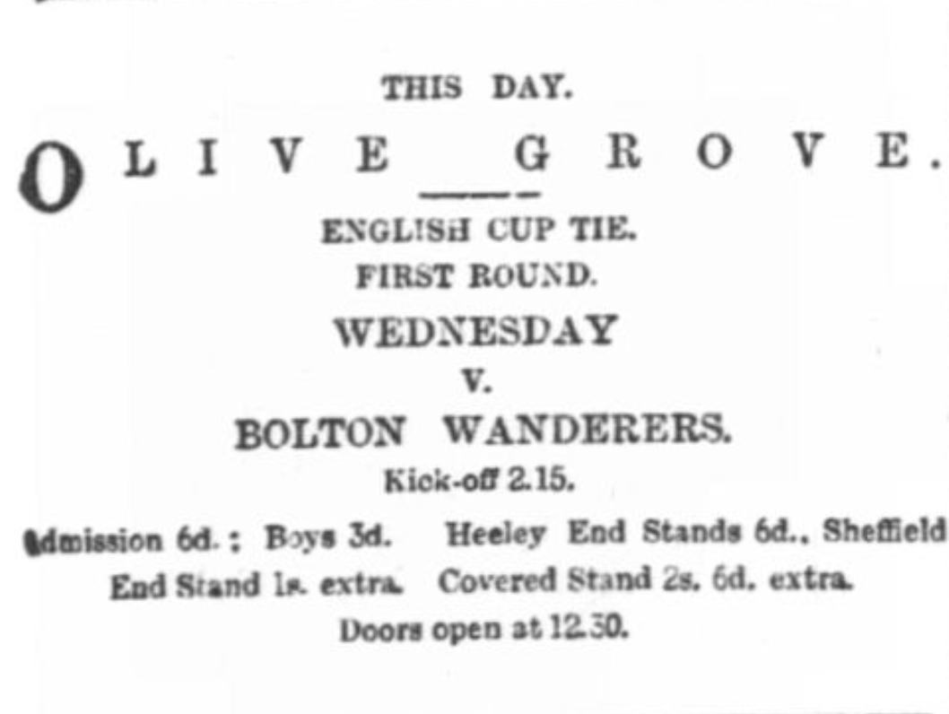 Dunsbyowl's tweet photo. #OnThisDay at Olive Grove, in 1892 in the 1st round of the FA Cup,  Wednesday  4 @OfficialBWFC
1  Att 20,000 #swfc Goals @SpiksleyBook 2 goals (on his debut! )   R N Brown &amp;  R Richardson #PlayUpWednesday #UTO https://t.co/zwS0F7Svh0