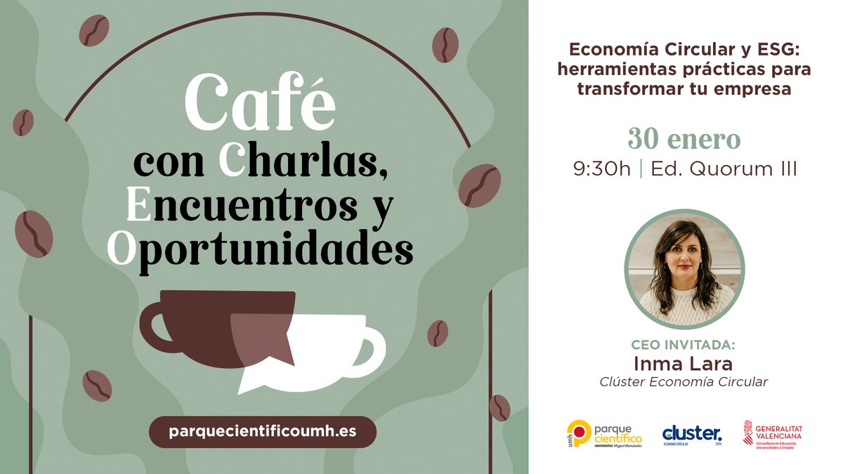 ElcheParEm's tweet image. El @PcientificoUMH organiza el primer Café con CEOs de 2026.

📆 30 de enero
⏰09:30 h.
📍Sala 1 del Edificio Quorum III de la UMH de Elche

👀 elcheparqueempresarial.es/eventos/cafe-c…