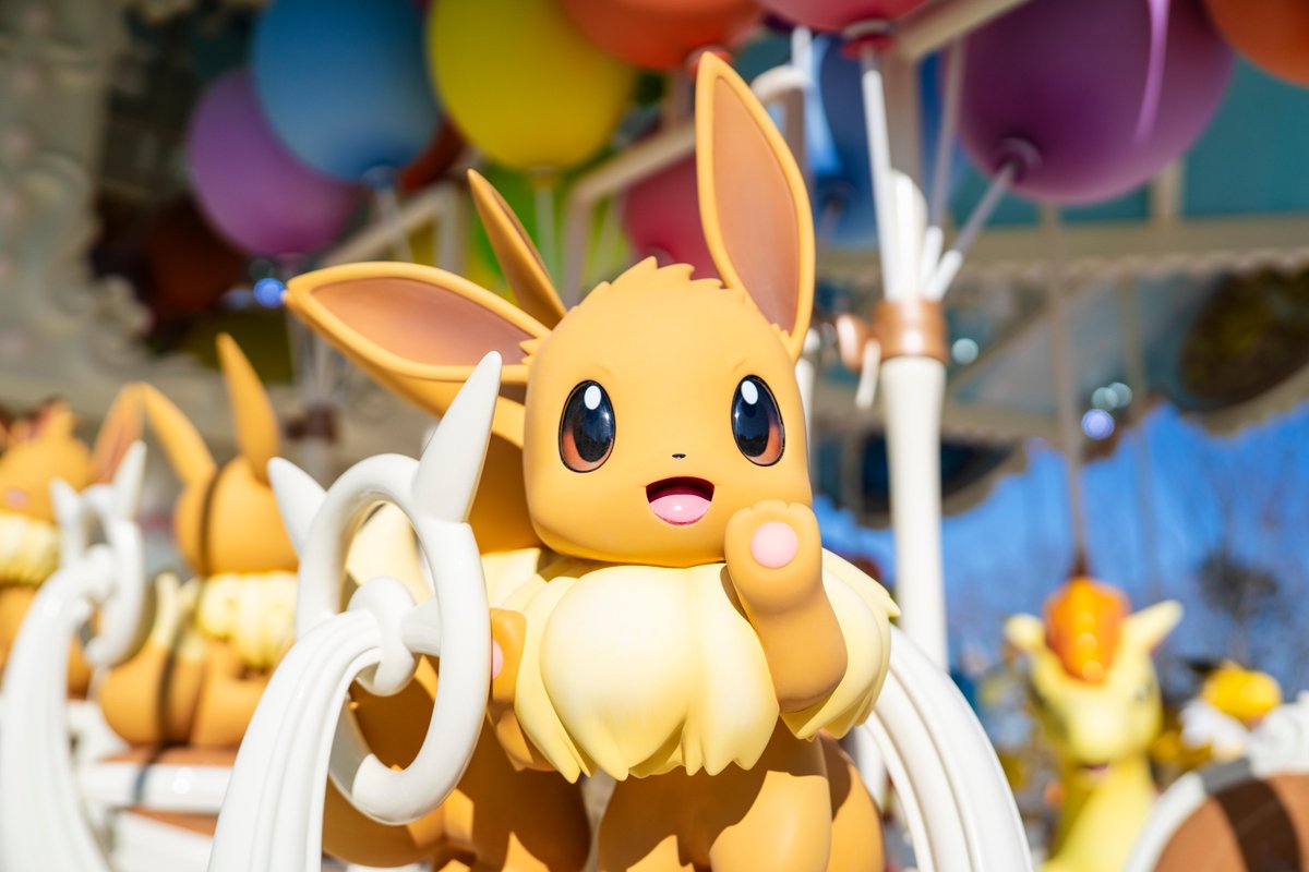 まもなく開園する #ポケパークカントー✨
めちゃかわ #イーブイ たちのメリーゴーランドをじっくりご紹介 💓 
さいごに #イーブイ はこちら！ 
イーブイとハイタッチしたくなっちゃうね🖐️ 
pokepark-kanto.co.jp/ppark/attracti…
#Eevee