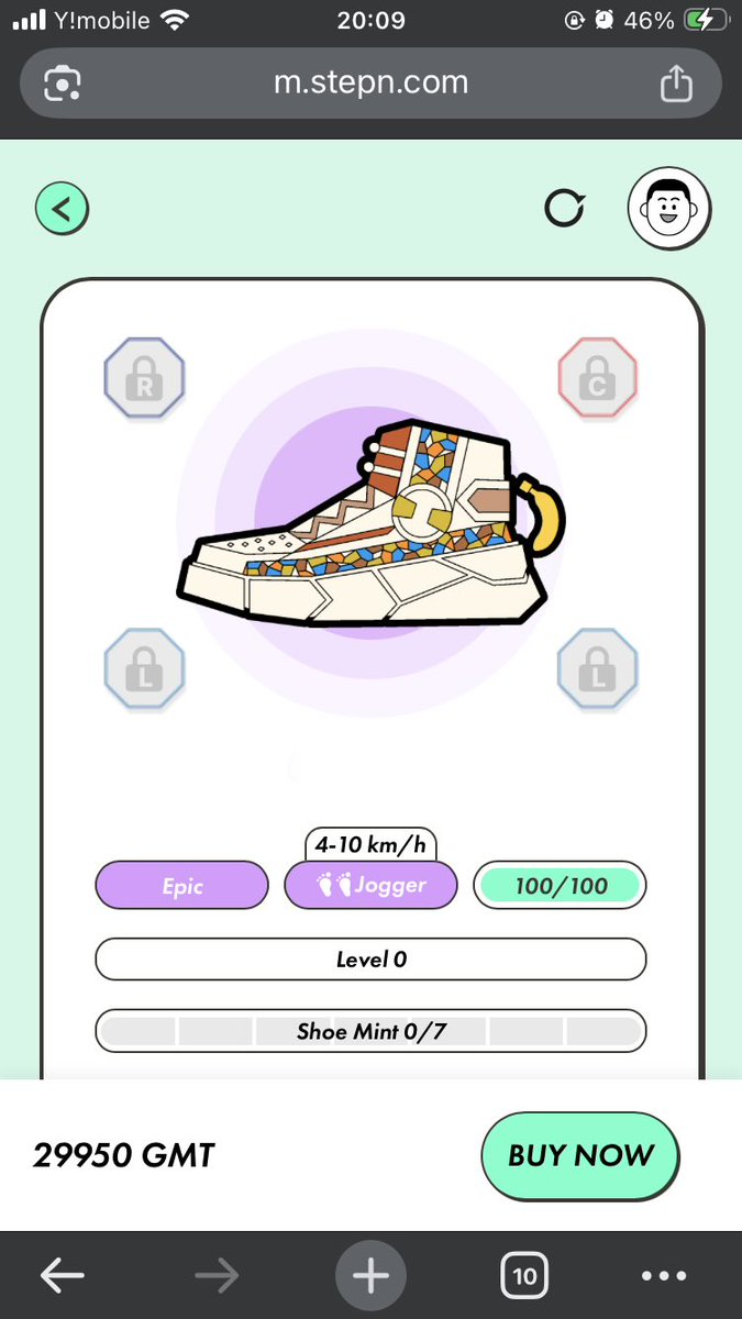 STEPNer_Ryo's tweet image. #STEPN #P国 
21:45までマーケットに並べてます👟
マーケットで唯一Lソケ2個のエピ靴💎💎