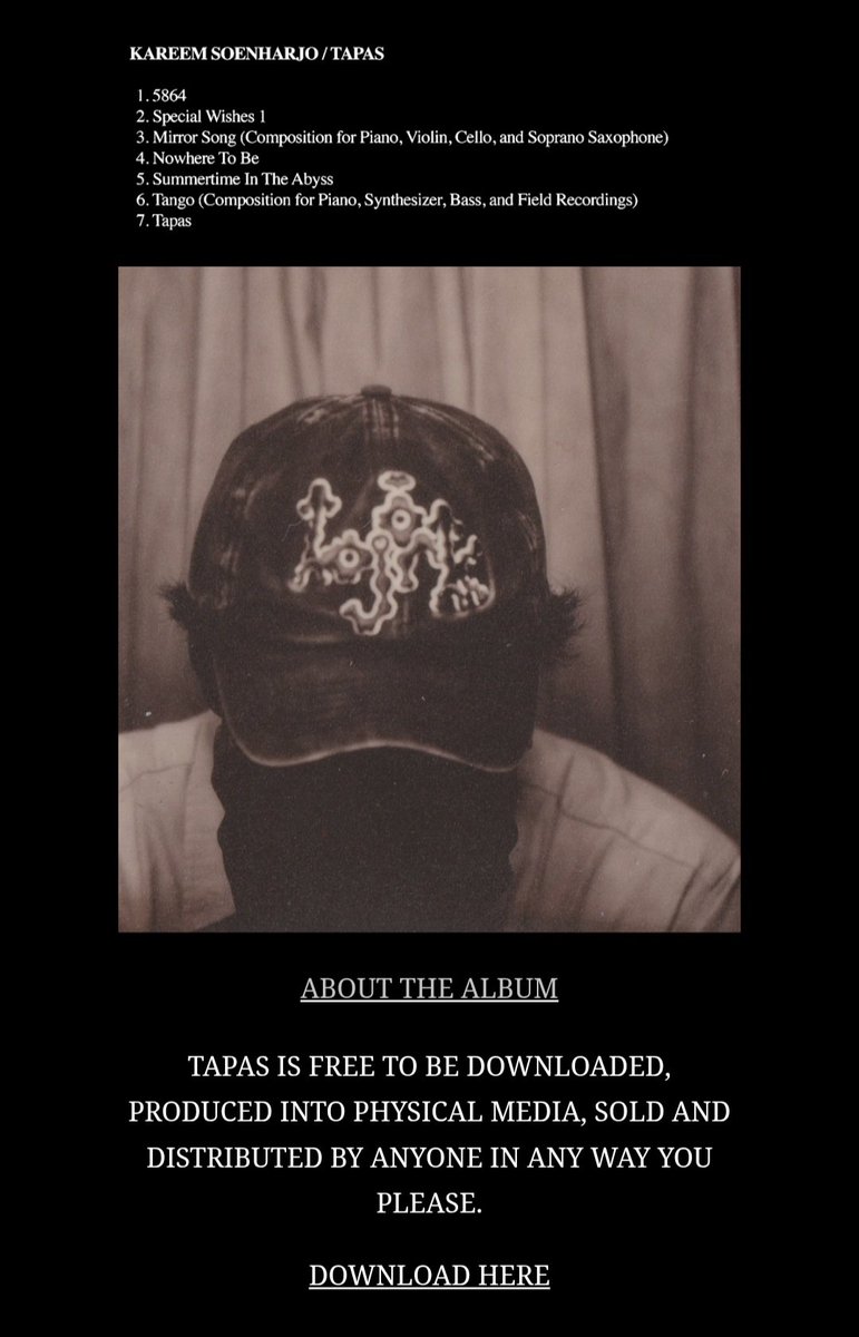 Kareem Soenharjo (BAP.) has released his full-length debut album ‘Tapas’ as a free digital download on his website.