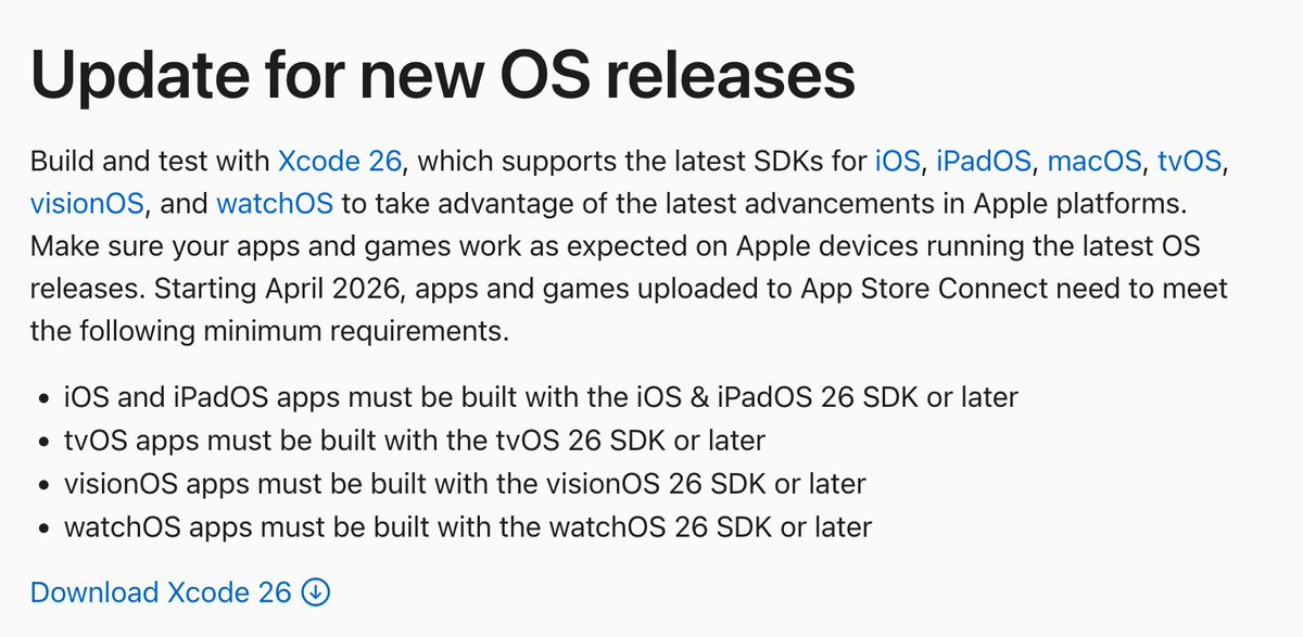 anta40's tweet photo. Interesting to note Xcode 16 isn't supported anymore on macOS Tahoe, so gotta update to 26. Oh well. https://t.co/an9vtVl1MU
