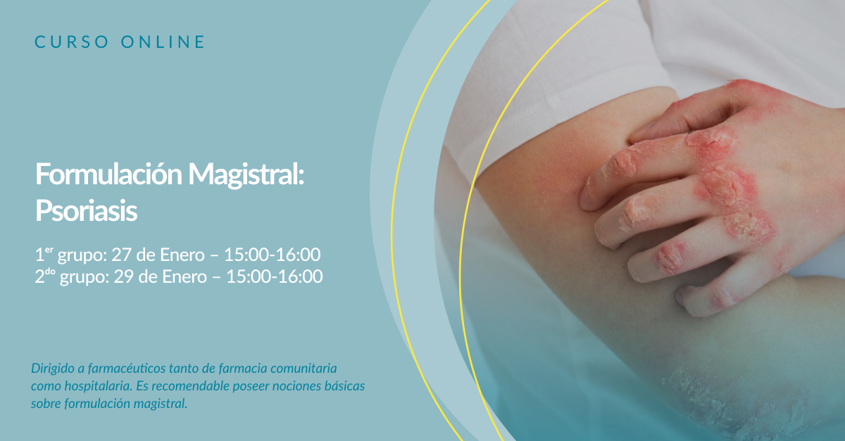📢 ¡No te quedes sin tu plaza!

🧴 Curso: Formulación magistral – Psoriasis

📅 Fechas:
Grupo 1 → 27 de enero (15:00h)
Grupo 2 → 29 de enero (16:00h)

💻 Modalidad: Online vía Zoom

📥 Inscríbete ya y eleva tu práctica profesional en el laboratorio 👉 guinama.com/curso-formulac…