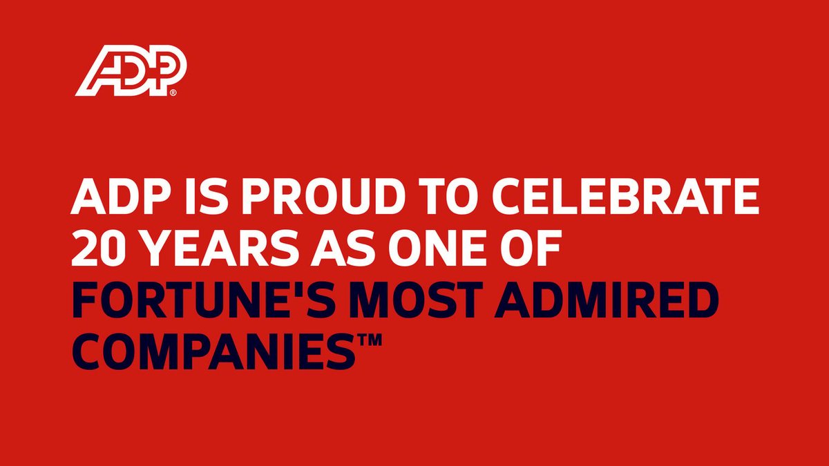 JaganK5's tweet photo. ADP has been named one of Fortune's Most Admired Companies™ for the 20th consecutive year! 🎉 

ADP remains committed to empowering people and innovation at work!

Learn more: https://t.co/7hoDgUIGIH

#FortuneMostAdmired #HCM #HumanCapitalManagement https://t.co/GwNSj35z2Y