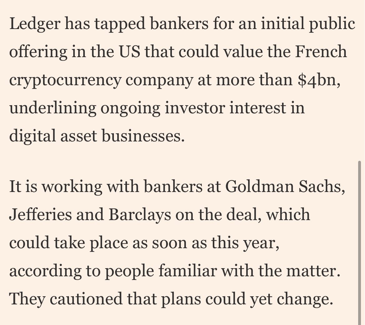 Scoop: The French crypto security group Ledger is hiring banks for a US IPO  that could value it above $4b