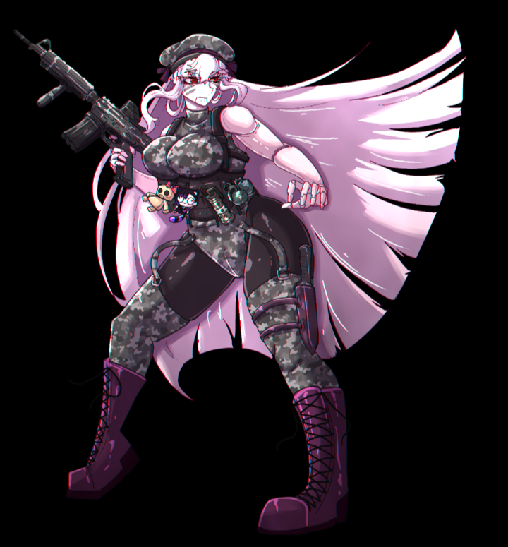 For all the smiles and love here's a concept of <a href="/PorcelainMaid/">Jowol | Marionette VTuber</a> 
Introducing G.I. jowol 💜💜🌧️🦝🌧️
Hope you enjoy. Don't miss the little blockheads neither~