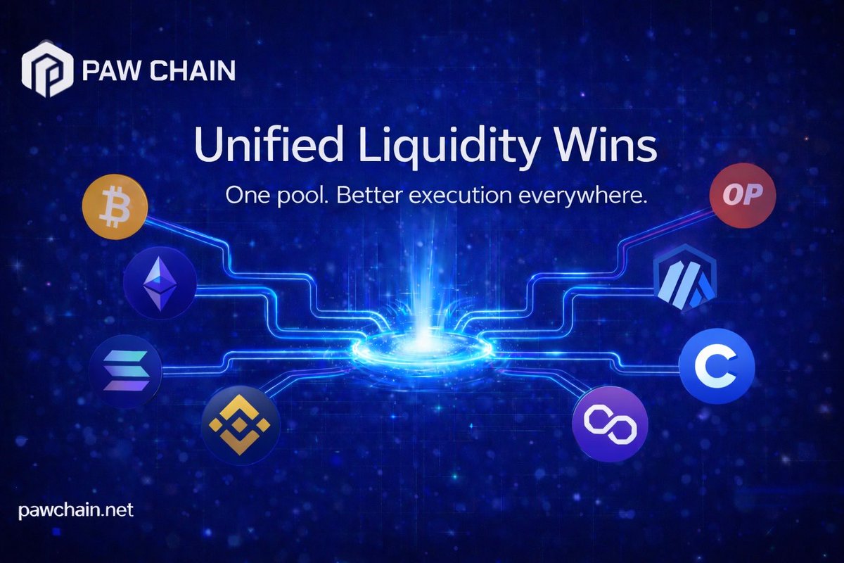 ValidPointHQ's tweet image. Unified Liquidity Wins.

Liquidity fragmentation is one of the biggest reasons users get worse prices, slower execution, and a clunkier experience across crypto. When liquidity is split across chains, everyone loses — traders, builders, and the ecosystem.

PAW Chain’s approach is…