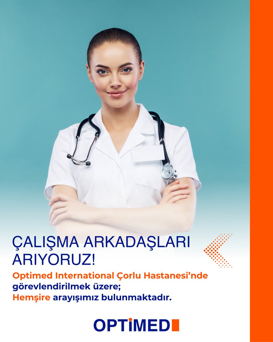 OptimedSH's tweet image. Optimed International Çorlu Hastanesi’nde görevlendirilmek üzere “Hemşire” arıyoruz.

Ailemize katılmak isterseniz;

📧 ik@optimed.com.tr
📋optimed.com.tr/insan-kaynakla…

#OptimedSağlıkGrubu #SağlığınızGüvende #Hemşire #Çorlu #İşİlanı