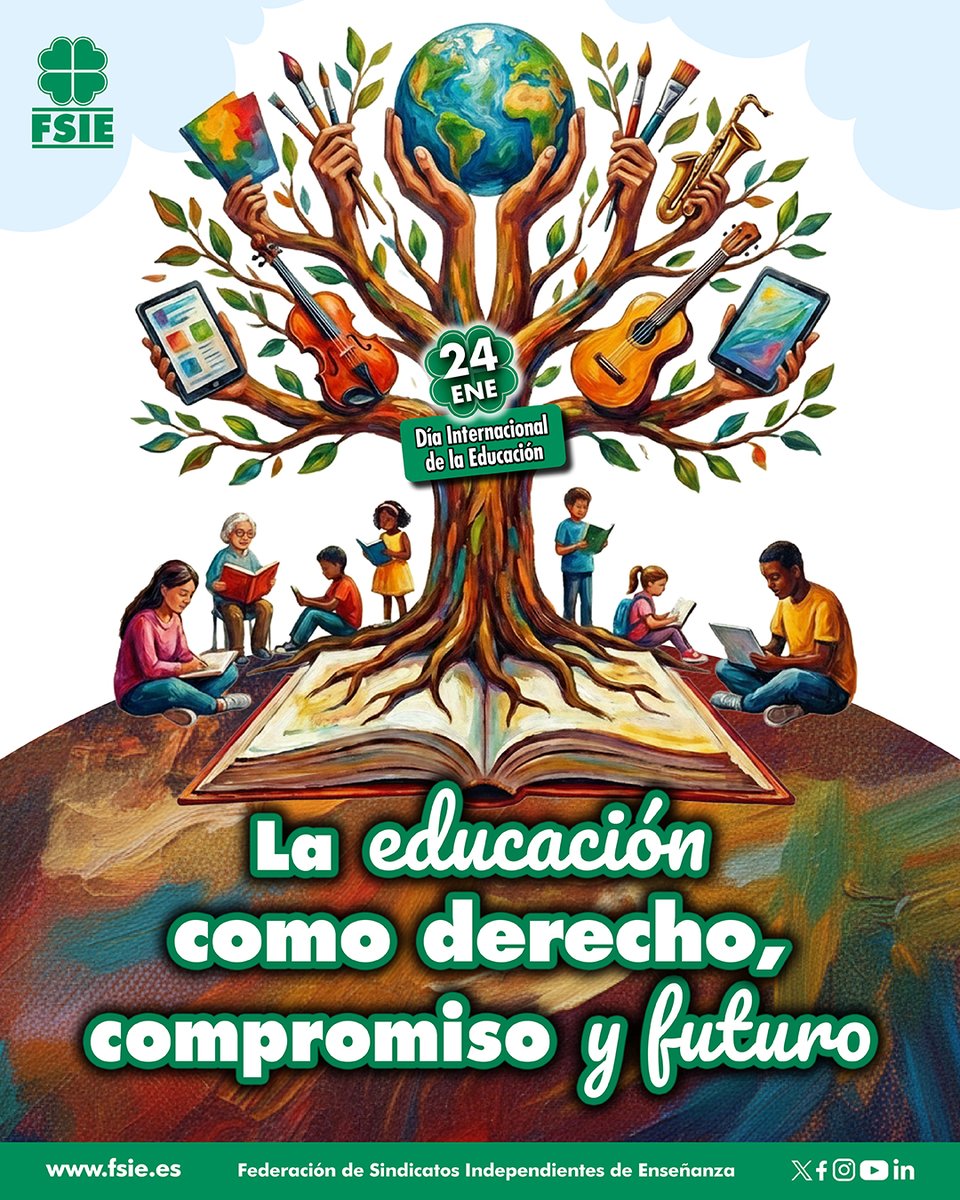 fsie_nacional's tweet image. 24 ENE: #DíaInternacionalDeLaEducación 🎓. 

La educación como derecho, compromiso y futuro.

Ponemos en valor la labor de los profesionales de la concertada, privada, infantil, discapacidad y PAS.❤️

fsie.es/actualidad-com…

#FSIE, contigo por la educación.

#EducaciónFSIE #PAS