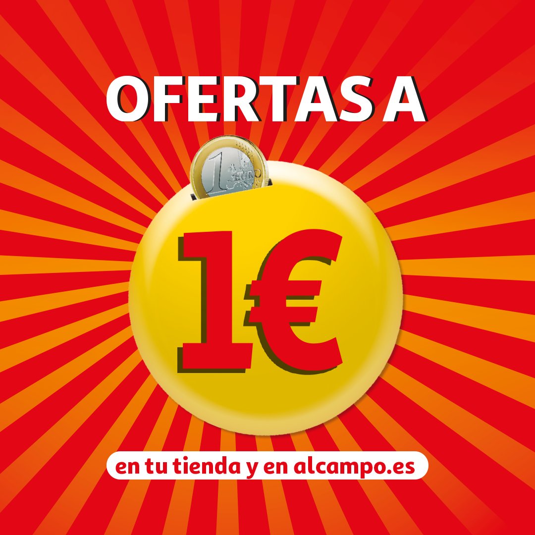 alcampo's tweet photo. 💥 ¡OFERTAS A 1€! 💥
Sí, lo has leído bien
Encuentra tus productos favoritos por solo 1€ 🪙
¡Corre que vuelan! 🔥
Disponible en tu hipermercado más cercano hasta el 11 de Febrero
➡️ https://t.co/EY8CY0AGtg
#Alcampo #Ofertas1€ https://t.co/pbX8xcOFyT