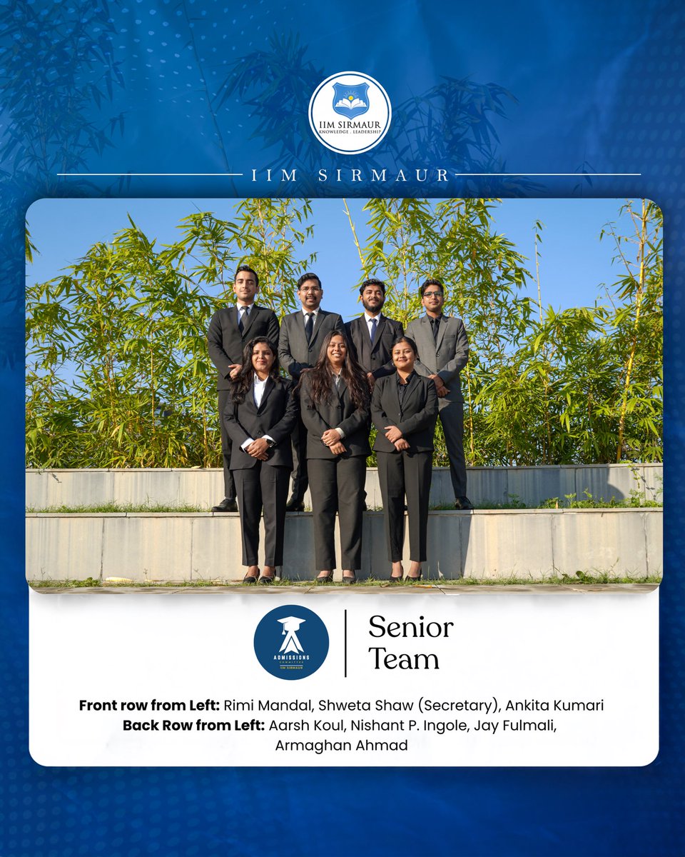 IIM_Sirmaur's tweet image. IIM Sirmaur is pleased to present the Admissions Committee, serving as the #connect between the institute and its prospective students by ensuring a #transparent, #efficient, and #welcoming admissions journey through #outreach and #digital engagement.