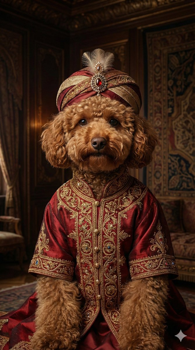 🐶👑 GÜNÜN PROMPTU

Köpeğini  Osmanlı portresine dönüştürmeye ne dersin?
Asil duruş, ihtişamlı kıyafetler, tablo gibi bir sonuç… 🎨
👇 Yapman gereken çok basit:
1️⃣ Aşağıdaki promptu kopyala
2️⃣ Köpeğinin fotoğrafıyla birlikte nano banana’ya yükle
3️⃣ Çıkan sonucu yorumlara bırak