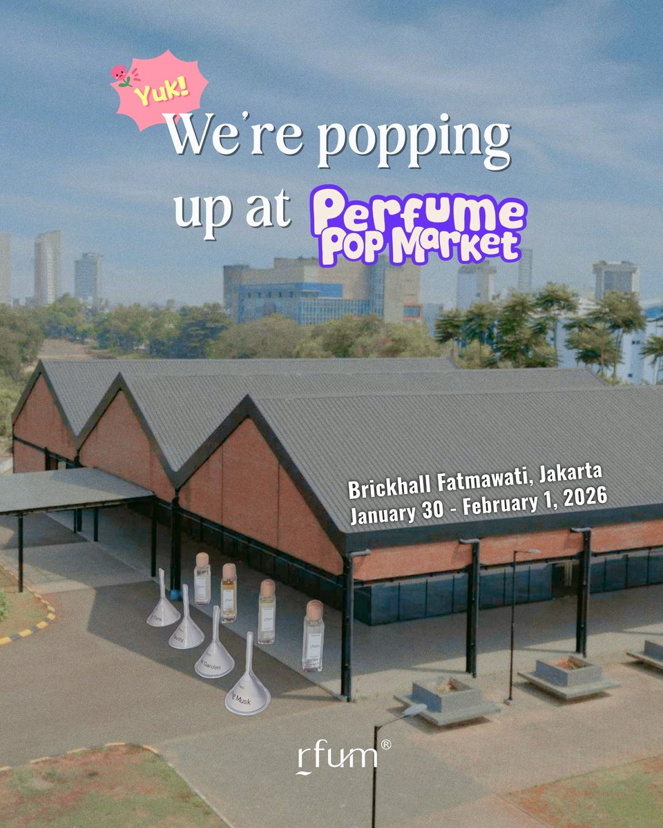 rfum_official's tweet photo. First stop of 2026: @perfumepopmarket 

We’d love to greet you at the entrance, but we’re too busy making sure our little booth smells amazing! We’ll be at 👉Booth A65 with some fun surprises 🐱🐱 

🗓 Jan 30 – Feb 1, 2026 📍 Brickhall Fatmawati, Jakarta 

#Rfum #RfumFragrance https://t.co/857QoeSfqM