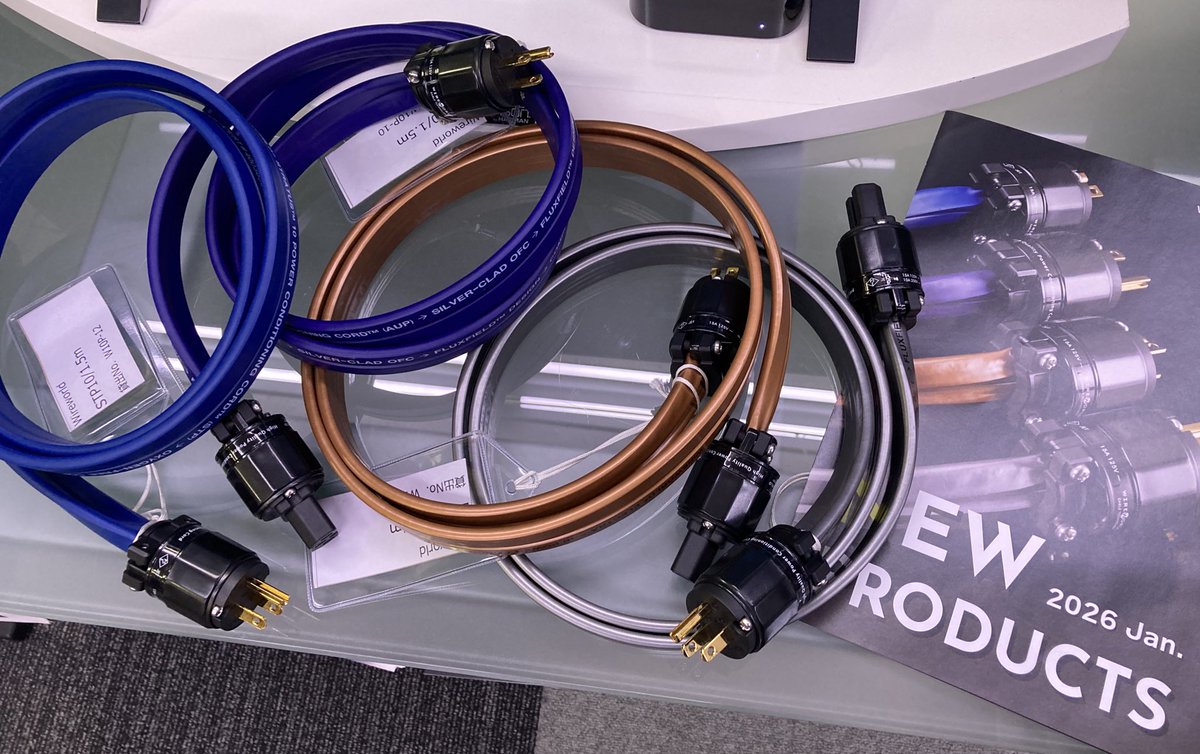 nomuramusen's tweet photo. 先日発売になったWireWorld🇺🇸の「パワーケーブル Series10」の4モデルを試聴しました

全モデルにFluxfield TechnologyやCOMPOSILEX5絶縁体を惜しげもなく投入したケーブルでS/Nが高く明るく爽やかな音色は聴いていて楽しくなるサウンドです😆
電源ケーブルのグレードアップにおススメです

#wireworld https://t.co/NYARjeqxf0