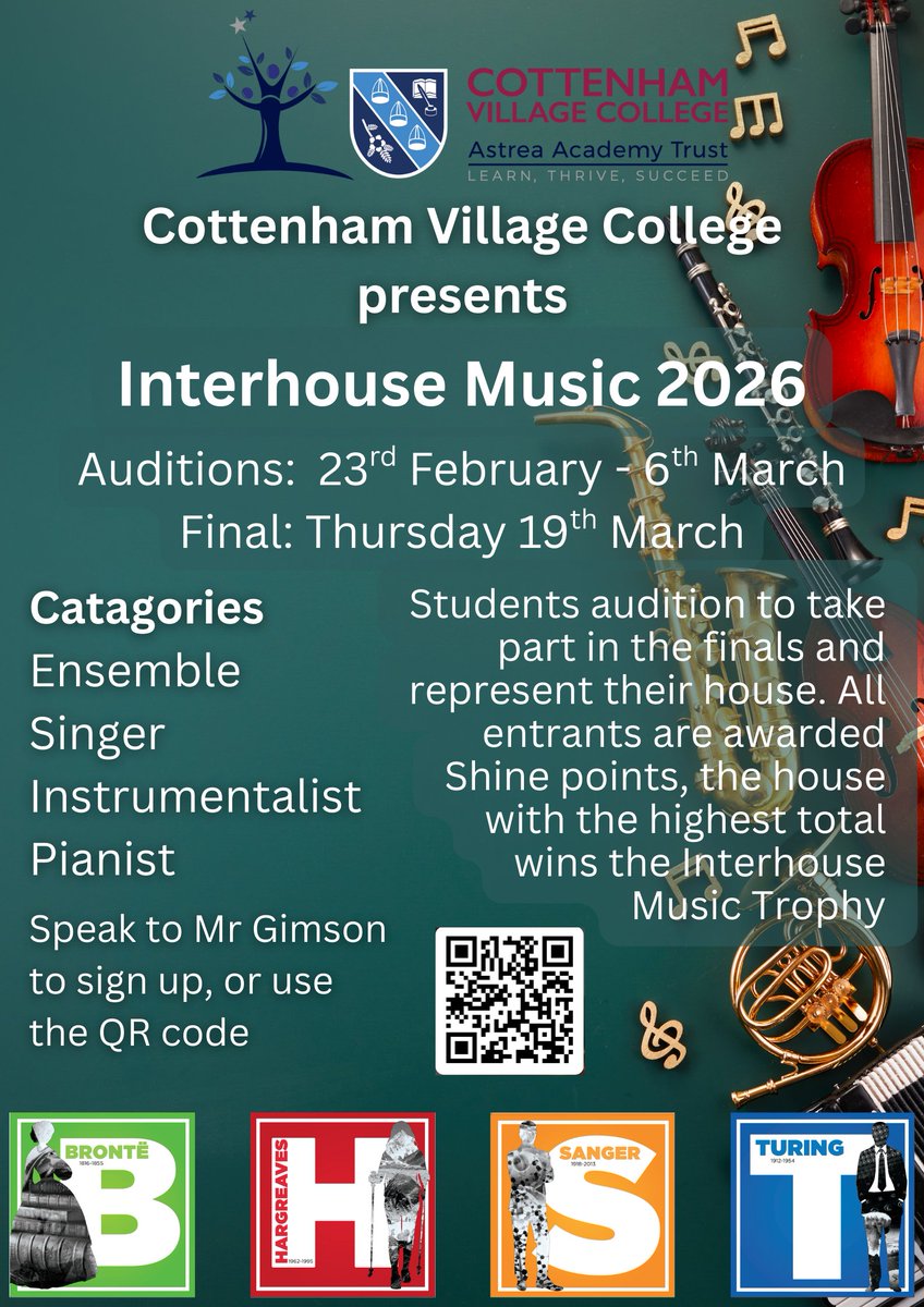 CottenhamVC's tweet image. The music department at CVC is pleased to announce the return of the Inter-house music competition!