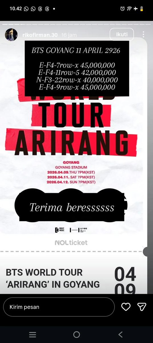 ditap_'s tweet image. Ya ampun dari jaman konser Suga dulu, jastipan yang namanya Rikofirman itu belum tobat? Ya Allah... kok kek kismin amat gitu meras orang kek gitu ya... heran sih meskipun ada artis atau yang mampu bayar kok ya MENORMALISASIKAN?????

#jastiptiket #BTS_WORLDTOUR_GOYANG