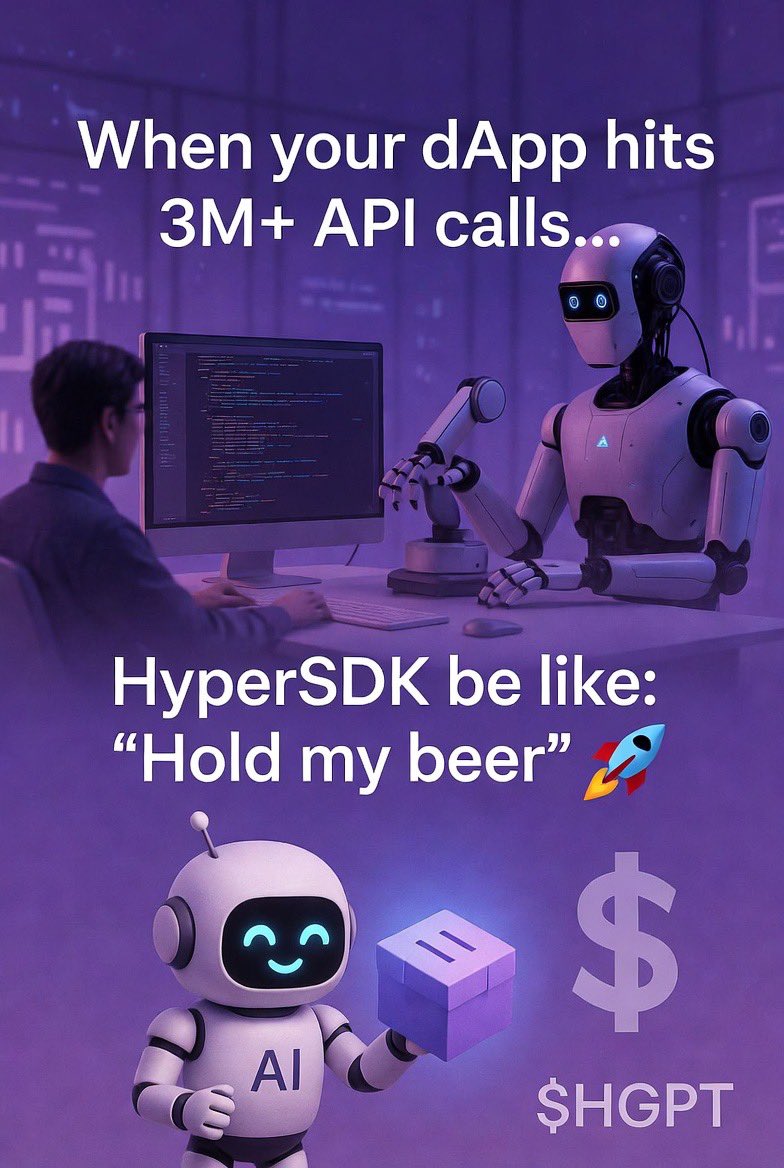 UPreshman's tweet image. HyperSDK just smashed 3M+ API calls? That’s not luck, that’s $HGPT building real dev adoption! Easy AI for Web3 dApps, no hassle, massive scale incoming.
$HGPT $SHGPT @hypergpt
CA: 0x529C79f6918665EBE250F32ee