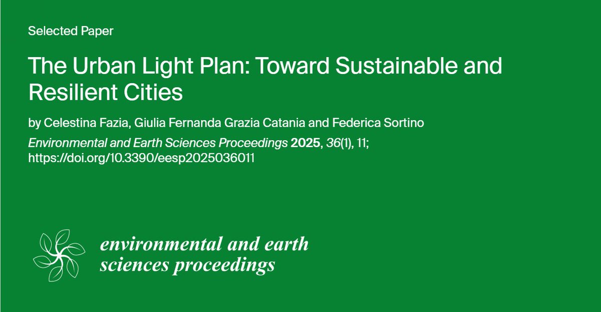 ProceedingsMDPI's tweet image. The Urban Light Plan: Toward Sustainable and Resilient Cities
mdpi.com/3042-5743/36/1…

By Celestina Fazia et al.
From the 2nd International Electronic Conference on Land

#SmartCities #UrbanLighting #SustainableDesign
@MDPIEnvironment