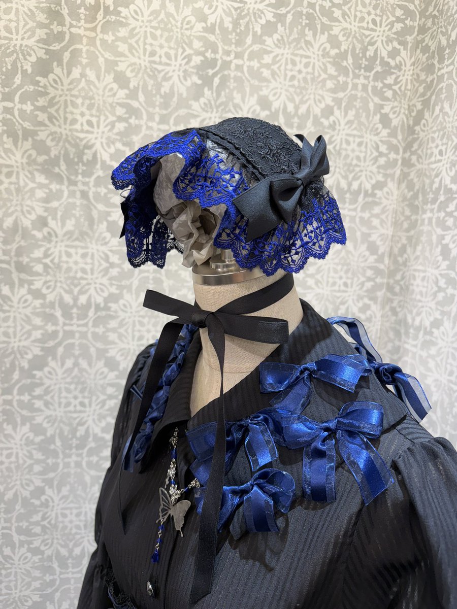 Moi-meme-Moitie クロスアーチレースヘッドドレス(黒青) 新商品】1/23