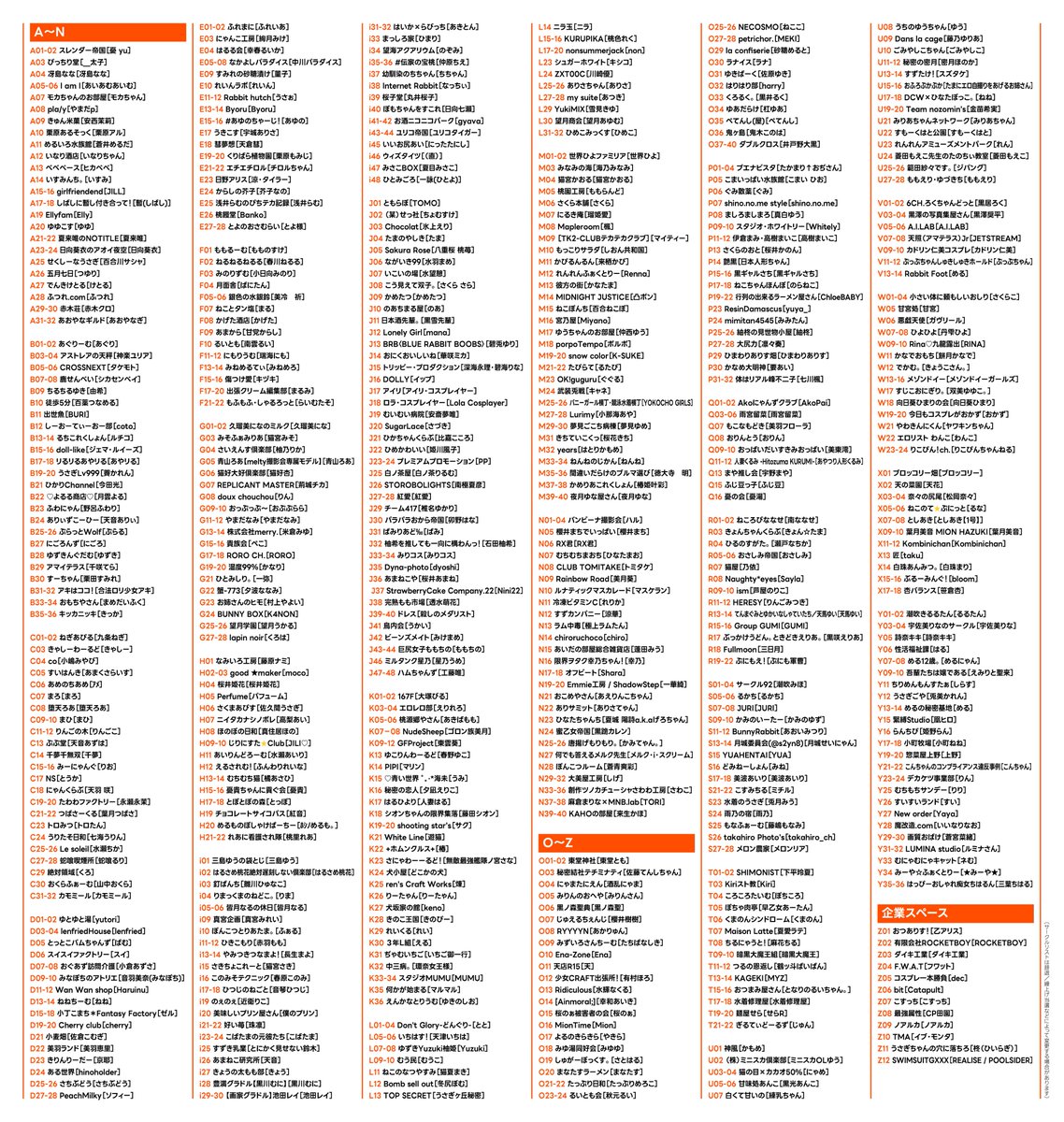 コスホリック43｜サークル配置図

画像が見やすくなるようふたつに分割しました！
cosholic.jp/ch43haichi.html