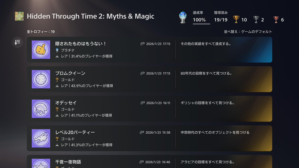 YABA_gamesuki's tweet photo. 積みゲーよりHidden Through Time 2:Myths & Magicをトロコンしました🏆
前回トロコンしたゲームと同シリーズの探し物ゲーム
今回もほぼカンニング👀
猫探しゲームはあんまり疲れないんだけどな〜
🏆は簡単めです
#HiddenThroughTime https://t.co/cvsUhrdigJ