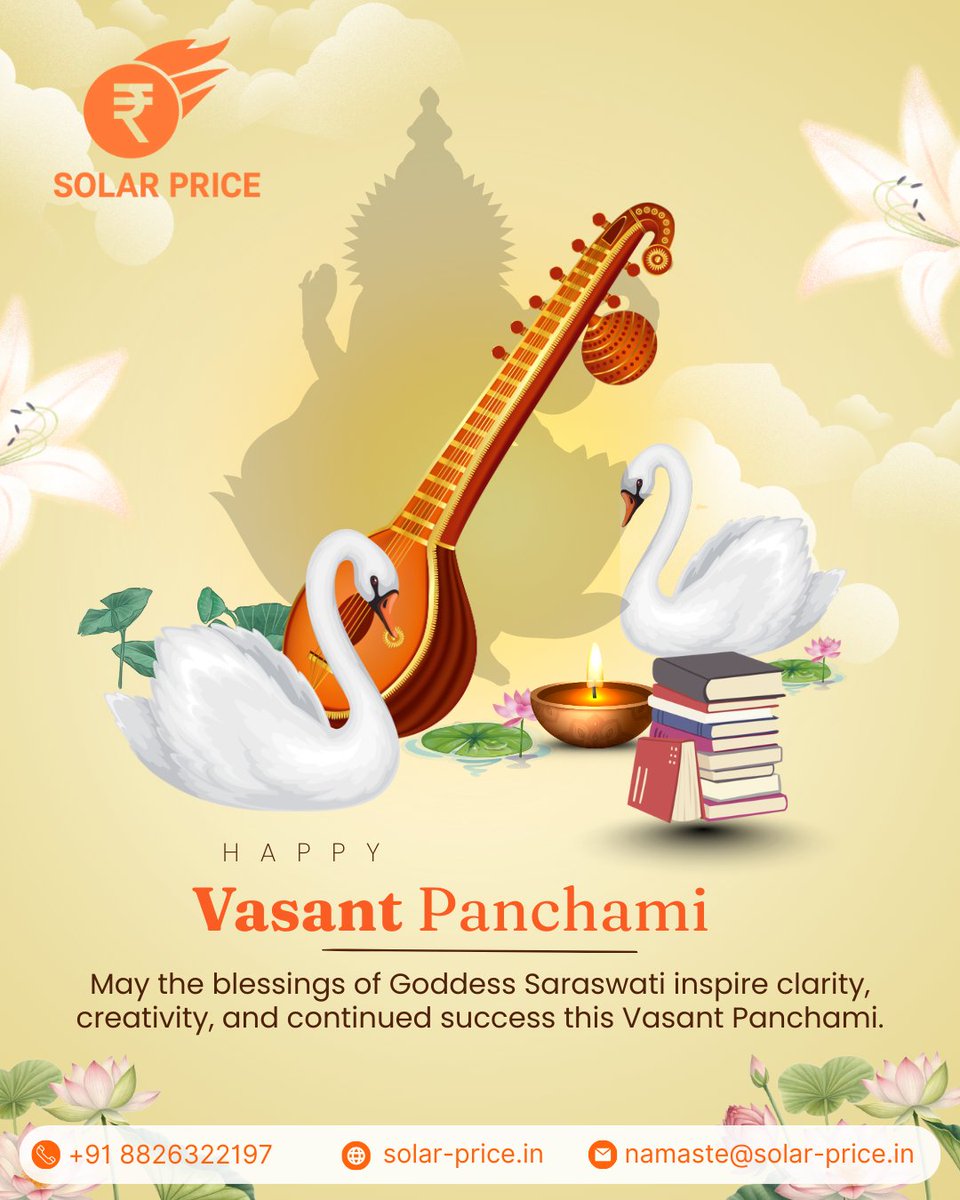 SolarPriceIndia's tweet image. As we welcome Vasant Panchami, we look ahead with clarity, confidence, and a commitment to growth and excellence. 

Happy Vasant Panchami!

#VasantPanchami #NewBeginnings #SolarPrice #TBEA #Innovation #SolarIndia