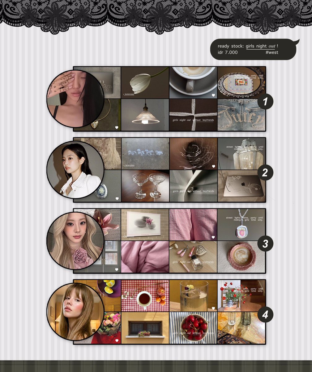 buttesr's tweet image. help repost, please? 

hi! aku ada 8 layout moodboard ready stock chara girlgroup &amp;amp; actress: di bawah ini dengan harga 7.000 &amp;amp; 6.000. untuk lengkapnya cek alt, thank you! ❤︎

#zonauang #zonaba #zonajajan